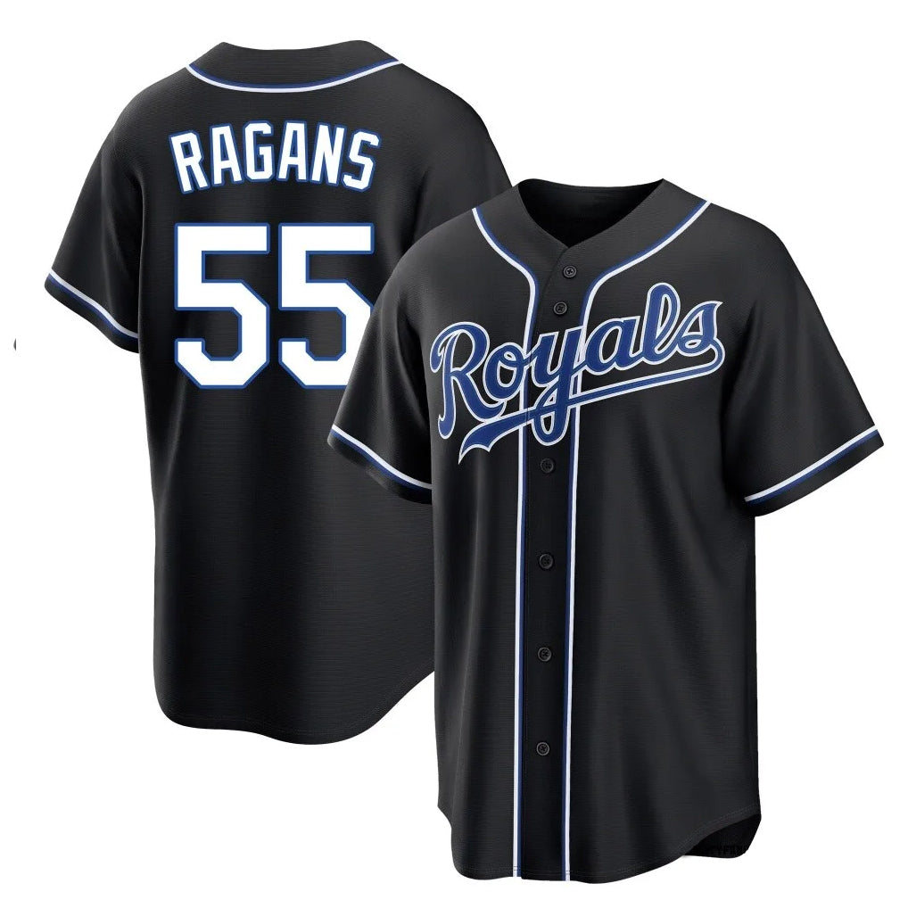 KC.Royals #55 Cole Ragans Player Black Carbon Fashion Home Game Edoa Stitched Jerseys
