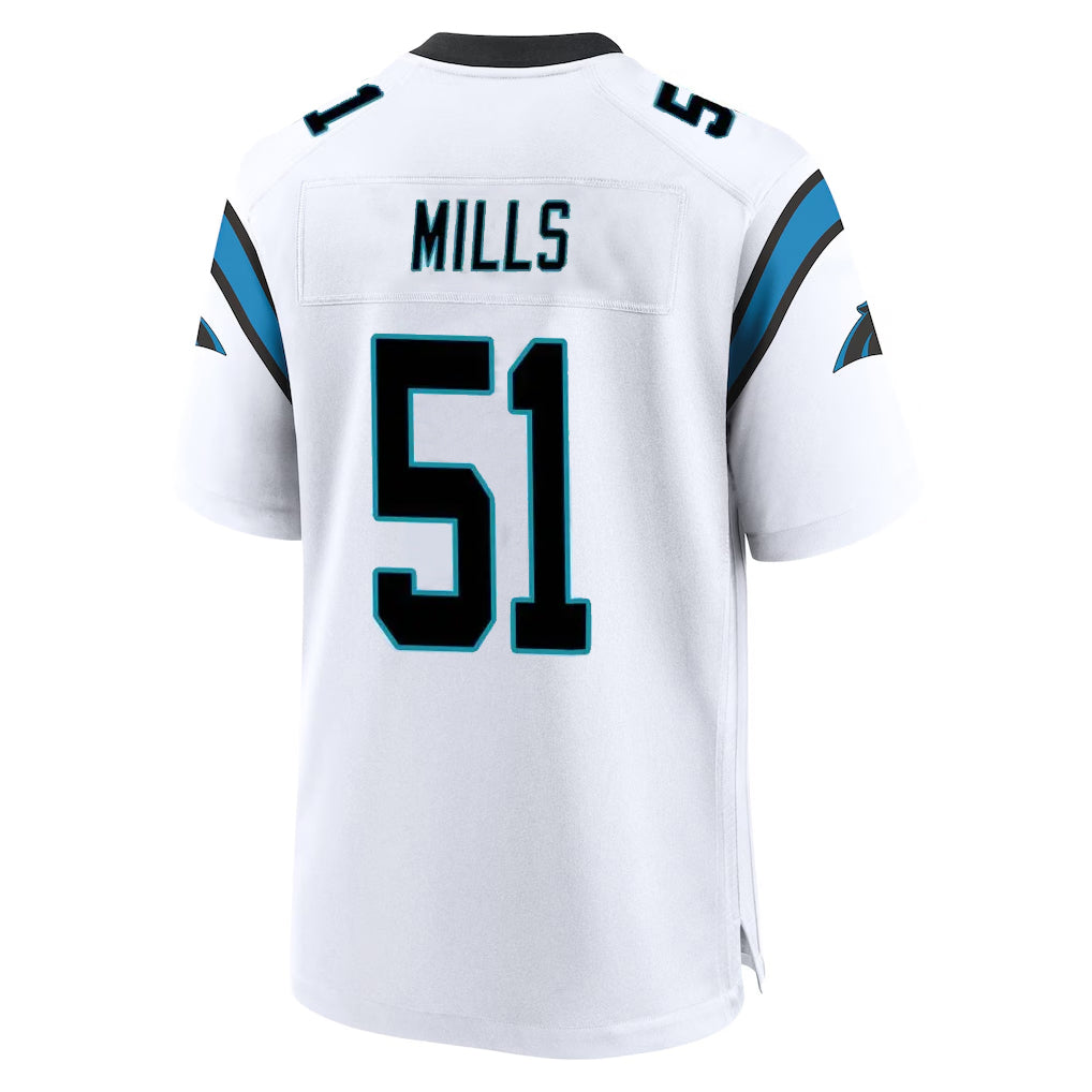 C.Panthers #51 Sam Mills Player White Home Game Edoa Stitched Jerseys