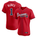 A.Braves #1 Ozzie Albies Player Red Limited Elite Home Game Edoa Stitched Jerseys