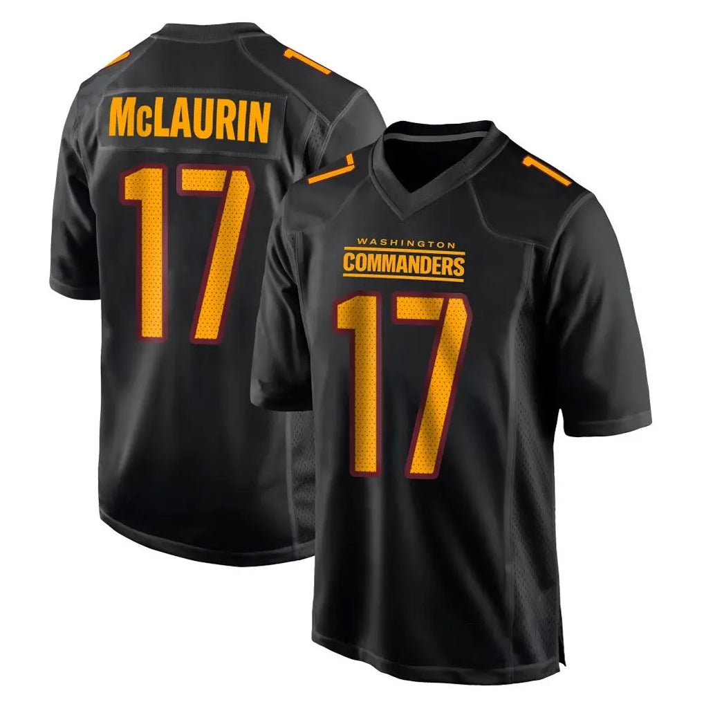 W.Commanders #17 Terry Mclaurin Player Black Carbon Fashion Home Game Edoa Stitched Jerseys