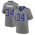 B.Bills #34 Thurman Thomas Player Gray Nickel City Home Game Edoa Stitched Jerseys