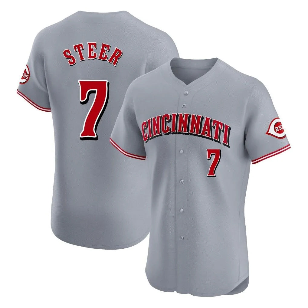 C.Reds #7 Spencer Steer Player Gray Limited Elite Home Edoa Stitched Jerseys