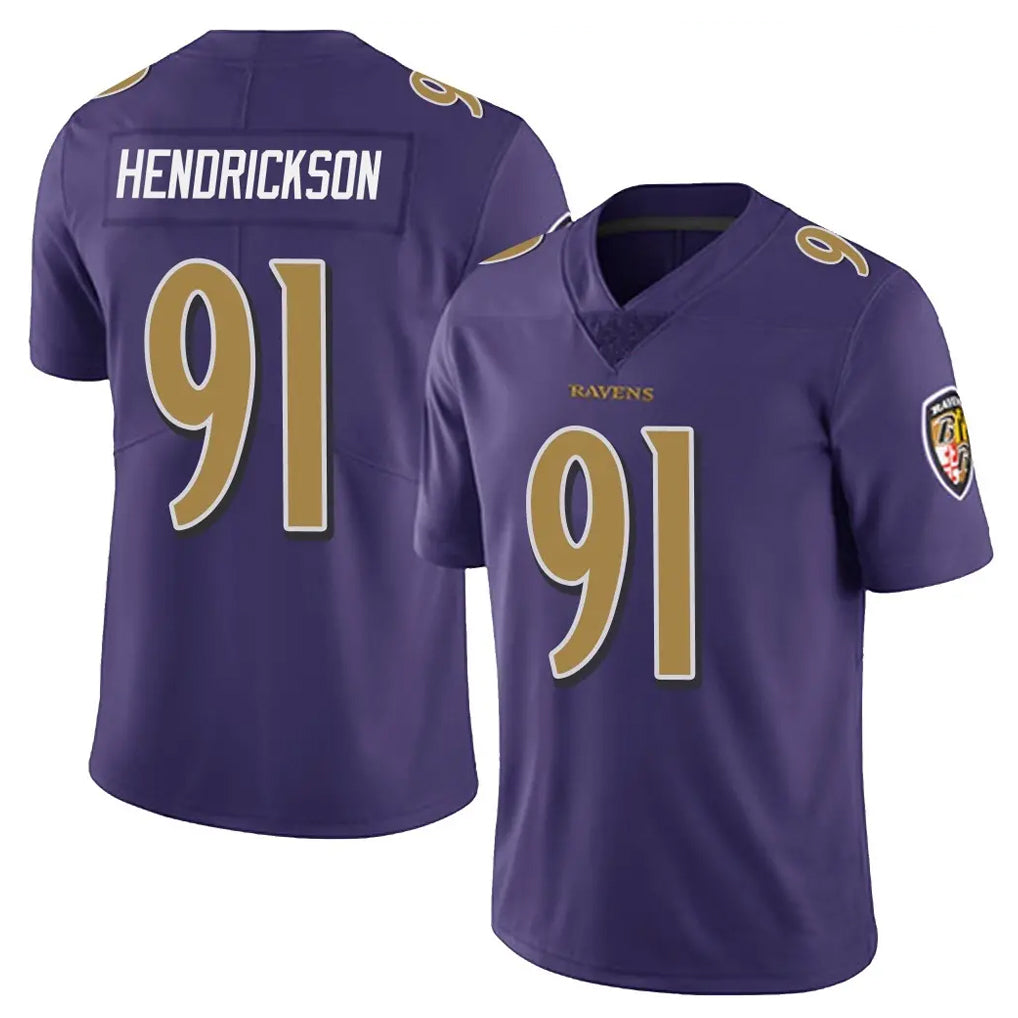 B.Ravens #91 Trey Hendrickson Player Purple Color Vapor Untouchable Limited Edoa Stitched Jerseys