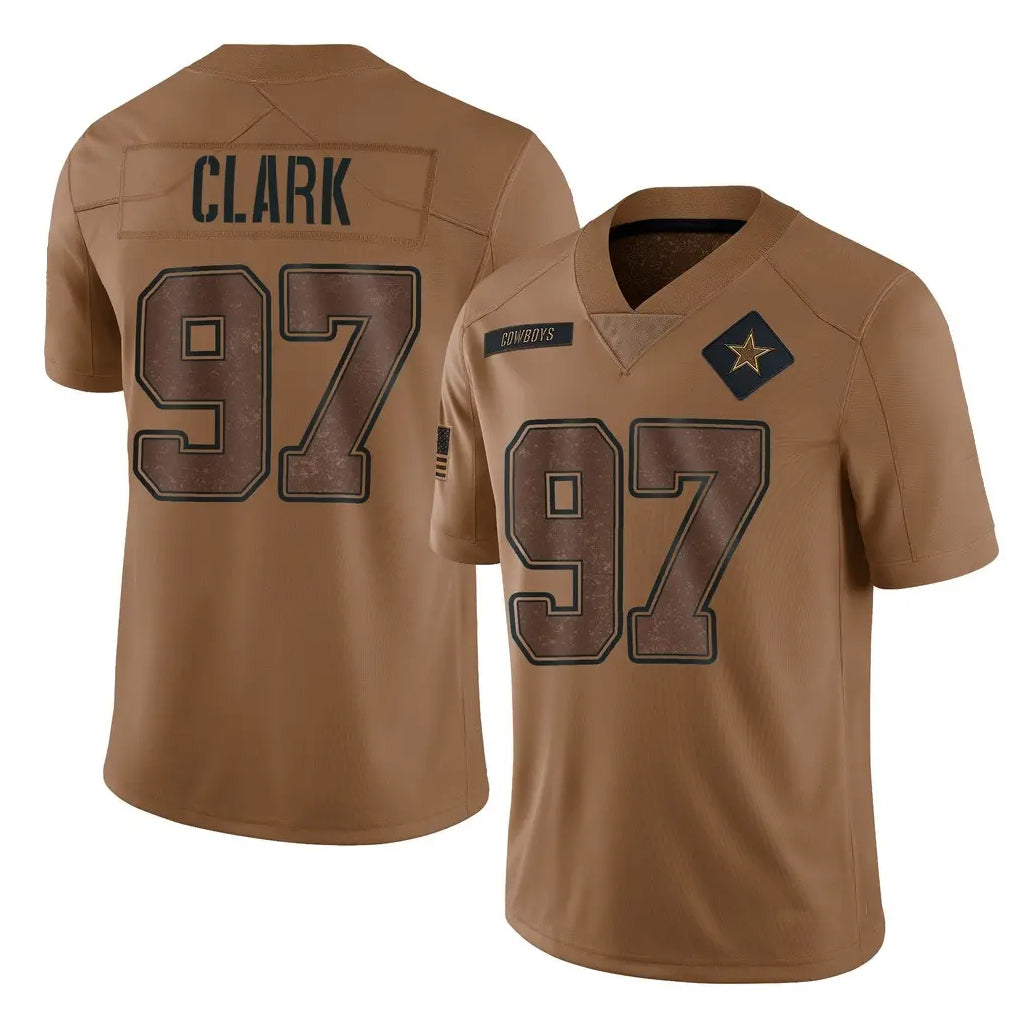 D.Cowboys #97 Kenny Clark Player Brown Salute to Service Limited Home Game Edoa Stitched Jerseys
