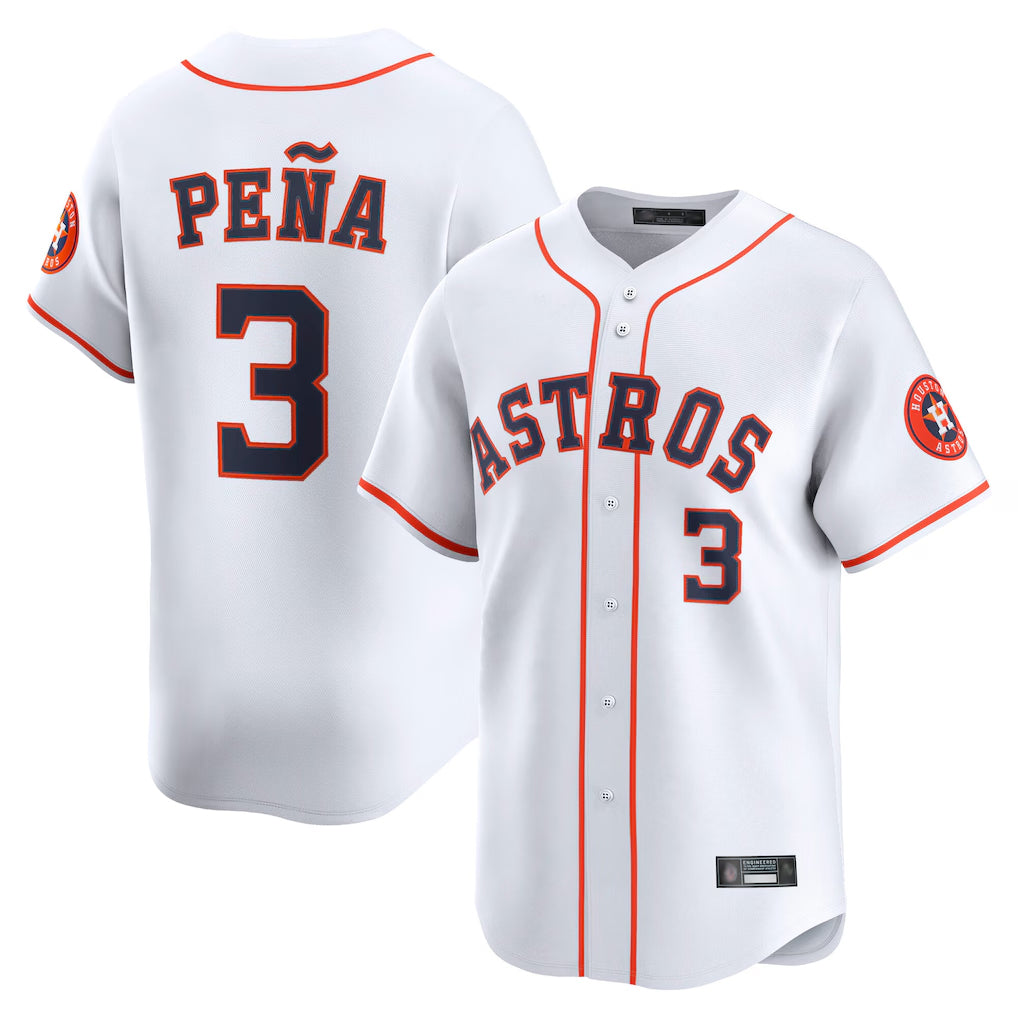 H.Astros #3 Jeremy Pe?a Player White Home Limited Edoa Stitched Jerseys
