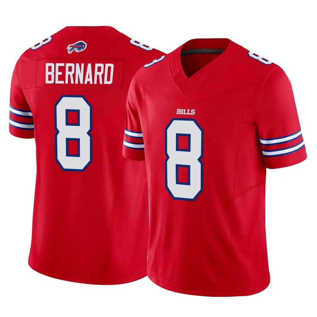 B.Bills #8 Terrel Bernard Player Red Vapor F.U.S.E. Jersey Limited Home Game Edoa Stitched Jerseys